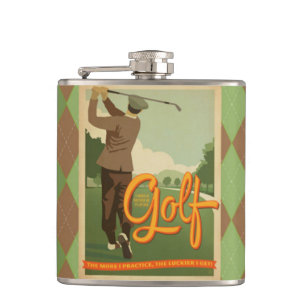 Vintage Gold Bildflasche Flachmann