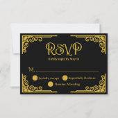  Vintage Gold Black Wedding  RSVP Karte (Vorderseite)