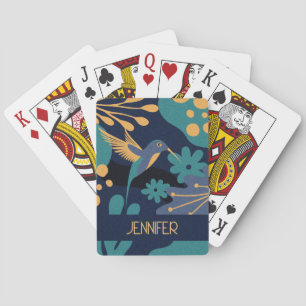 Vintage Gold, Blau und Türkis Kolibri Spielkarten