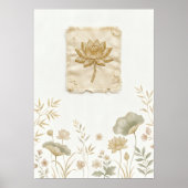 Vintage-Gold-Blumen-Botanikposter Poster (Vorne)