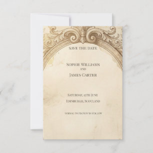 Vintage-Gold-Cameo-Save-the-Date-Karte Save The Date