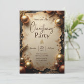 Vintage Gold Christmas Party Invitation Einladung (Stehend Vorderseite)