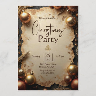 Vintage Gold Christmas Party Invitation Einladung