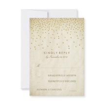 Vintage Gold Confetti Elegante Wedding RSVP Cards