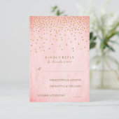 Vintage Gold Confetti Pink Wedding RSVP Cards Karte (Stehend Vorderseite)