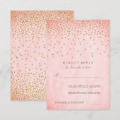 Vintage Gold Confetti Pink Wedding RSVP Cards Karte (Vorne/Hinten)