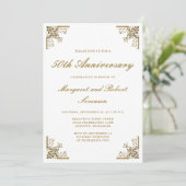 Vintage Gold Corners 50th Anniversary Invitation Einladung (Stehend Vorderseite)