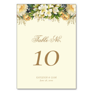 Vintage Gold Cottagecore Florale Hochzeit Tischnummer