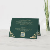 Vintage Gold Crest QR Code Smaragdgrüne Hochzeit Einladung (Rückseite)