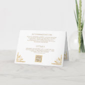 Vintage Gold Crest QR Code Weiße Hochzeit Einladung (Rückseite)
