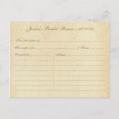 Vintage Gold Damask Brautparty Empfehlungskarten Einladungspostkarte (Rückseite)