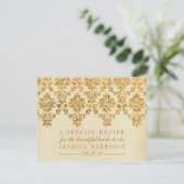 Vintage Gold Damask Brautparty Empfehlungskarten Einladungspostkarte (Stehend Vorderseite)