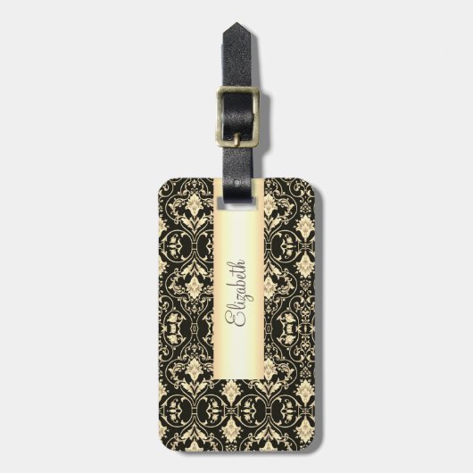 Vintage Gold-Damaskus-Wirbel Gepäckanhänger (Vorderseite vertikal)