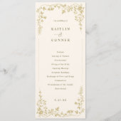 Vintage Gold & Elfenbein-Creme-Blumen-Hochzeit im Programm (Vorderseite)