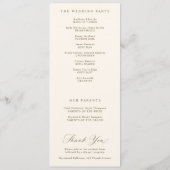 Vintage Gold & Elfenbein-Creme-Blumen-Hochzeit im Programm (Rückseite)