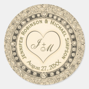 Vintage-Gold-Faux-Folie-Herz Runder Aufkleber