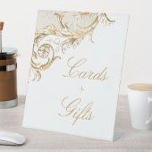 Vintage Gold Floral Damask Cards Hochzeitsgeschenk Sockelschild (In Situ)