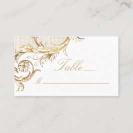 Vintage Gold Floral Damask Elegantes Script Hochze Platzkarte