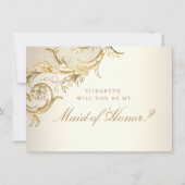 Vintage Gold Floral Damaskus Script-Trauzeugin Einladung (Vorderseite)