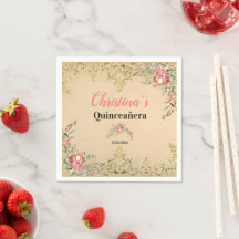 Vintage Gold Floral Quinceañera Geburtstag