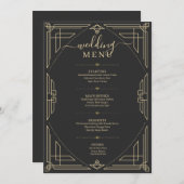 Vintage gold frame wedding menu on dark gray einladung (Vorne/Hinten)