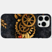Vintage Gold Gears & Red Neon Mythic Cyberpunk  Case-Mate iPhone Hülle (Rückseite (Horizontal))