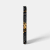 Vintage Gold Gears & Red Neon Mythic Cyberpunk iPhone Hülle (Linke Seite)