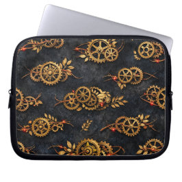 Vintage Gold Gears & Red Neon Mythic Cyberpunk Laptopschutzhülle
