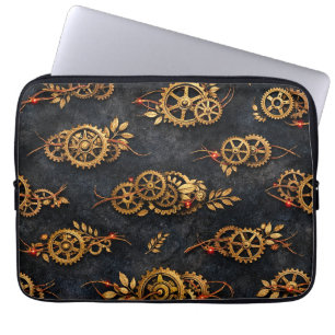 Vintage Gold Gears & Red Neon Mythic Cyberpunk Laptopschutzhülle
