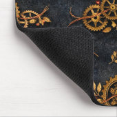 Vintage Gold Gears & Red Neon Mythic Cyberpunk Mousepad (Ecke)