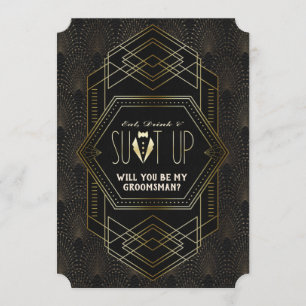 Vintage Gold Great Gatsby Hochzeit Sei mein Trauze Einladung