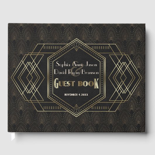 Vintage Gold Great Gatsby Hochzeitdetails Gästebuch (Vorderseite)