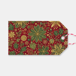 Vintage Gold Grüner Stechpalmen-Weihnachtsbotanik Geschenkanhänger