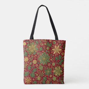 Vintage Gold Grüner Stechpalmen-Weihnachtsbotanik Tasche