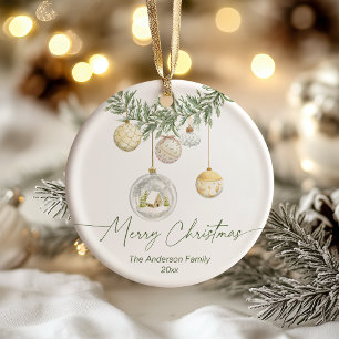 Vintage Gold Grünzeug Frohe Weihnachten Keramik Ornament