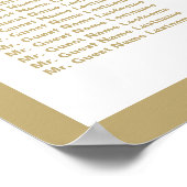 Vintage Gold-Hochzeitstabelle | Poster (Ecke)