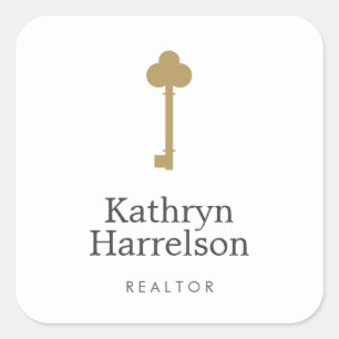 Vintage Gold Key Immobilien Innenarchitekt Quadratischer Aufkleber