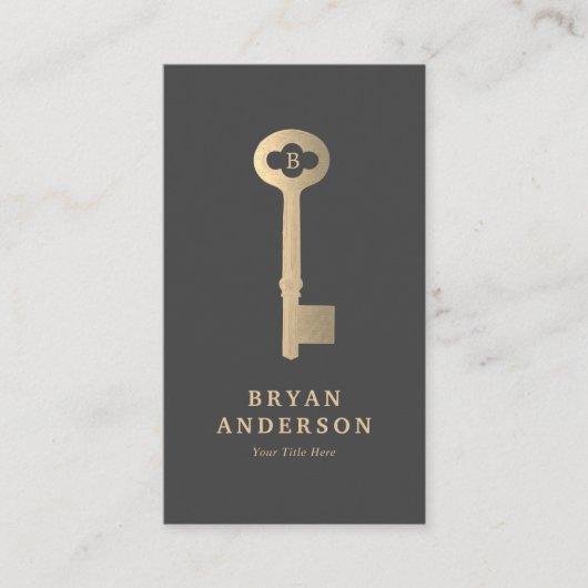 Vintage Gold Key-Visitenkarte Visitenkarte (Vorderseite)