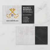 Vintage Gold Keys | Marmor Visitenkarte (Vorne/Hinten)