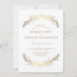 Vintage Gold Laurel Wreath-Engagement-Partei Einladung