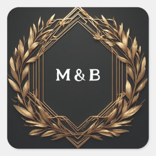 Vintage Gold Lorbeer-Emblem Bogen ✨ Quadratischer Aufkleber