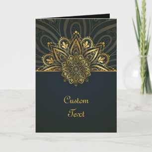 Vintage-Gold-Mandala auf Schwarz Eleganter Boho- Karte