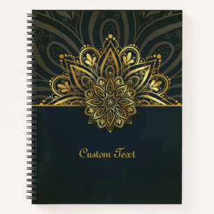 Vintage-Gold-Mandala auf Schwarz Eleganter Boho- Notizblock