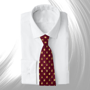 Vintage Gold Maroon Äpfel Krawatte