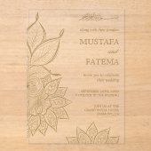 Vintage Gold Mehndi Henna Muslim Wedding Acryleinladungen (Vorderseite)