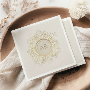 Vintage Gold Monogram Hochzeit Serviette