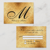 Vintage Gold Monogram RSVP Karte (Vorne/Hinten)