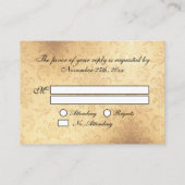 Vintage Gold Monogram RSVP Karte (Rückseite)