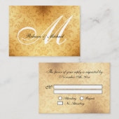 Vintage Gold Monogram RSVP Karte (Vorne/Hinten)