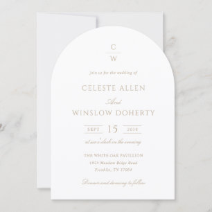 Vintage-Gold-Monogramm klassische moderne Hochzeit Einladung